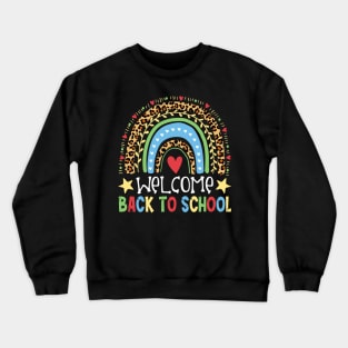 Welcome Back To School Funny Leopard Rainbow Crewneck Sweatshirt